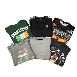 MIXED LOT OF 6 Men's M T Shirts Playboy/Vancouver/Rock/Irish/Ecko SEE DESCRIPTIO